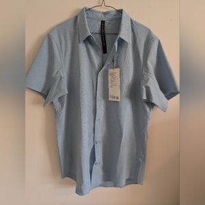 lululemon athletica Light Blue Short-Sleeve Textured Button-Down Shirt